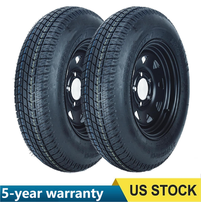 #ad 2PCS ST175 80D13 Trailer Tires with 13quot; Rims Wheel Load Range C 5 Lug on 4.5quot; $132.71