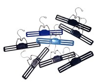 Vtg Lot of 8 Tamor Plastic Clamp Hangers Pants Skirts Trousers Blue DARK  LIGHT