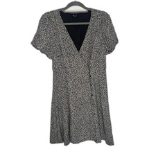 Madewell Black & Cream Floral Wrap Mini Dress Size 8