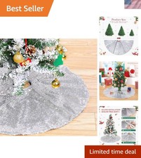 Luxurious 24-Inch Sparkling Silver Tree Skirt for Holidays  Celebrations