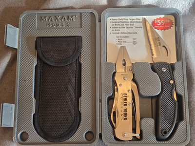 Maxam PRO SERIES STainless knife / plier combo w/ case  NIB  brand new
