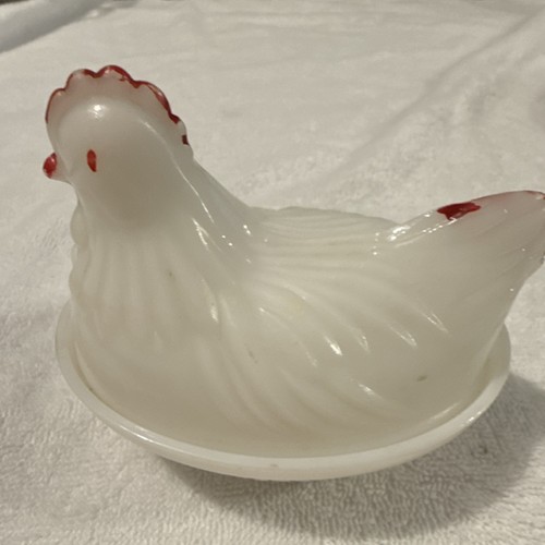 White Glass Chicken On Nest. No Brand Marking