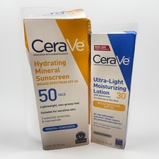 2X CeraVe Hydrating Mineral Sunscreen  Ultra Ligh SPF 30 1.7 oz EXP07/31/2026 