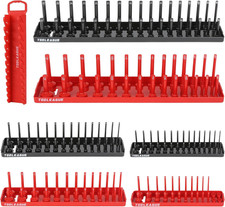 7pcs Socket Organizer Tray And Magnetic Wrench Holder Setred Sae Black Metric