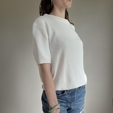 vintage white crew neck short sleeve knit - made in usa M