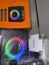 Karaoke Machine Portable Bluetooth 5.3 Speaker with 2 Wireless Micr Black