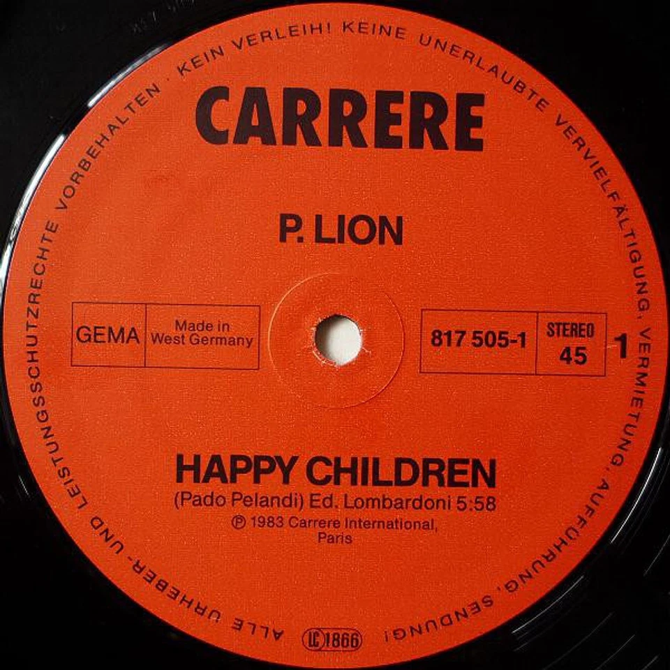 P. Lion - Happy Children (Vinyl 12" - 1984 - DE - Original) - Bild 3 von 4