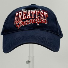 The World's Greatest Grandpa Navy Blue Embroidered Baseball Cap Hat Adjustable