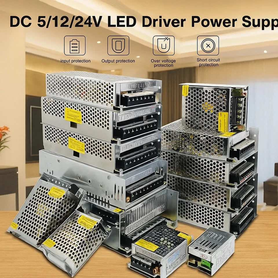 AC240V - DC5/12/24V 15-720W IP20 LED Driver Switch Power supply Transformer PSU - Image 2 of 4