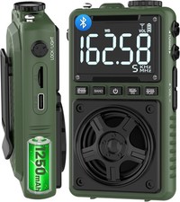 Bluetooth AM FM Shortwave Radio with NOAA Weather Alert,1250mAh Rechargeable Por