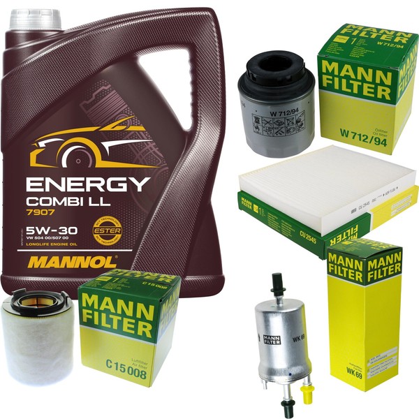 Inspektionspaket 5L Mannol Energy 5W-30 FüR VW Polo 1.2 TSI Seat Ibiza IV 1.4-image