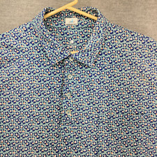 JOHNNIE-O Hanging Out Polo Shirt Mens XL Cotton/Spandex Blue Floral Golf