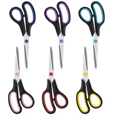 Scissors, 8" All Purpose 6 Pack - Comfort-Grip Scissors for Office Desk Acces...
