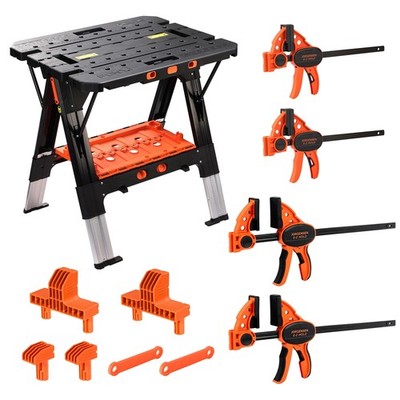 Pony Portable Folding Work Table 2-in-1 Sawhorse & Workbench 4pc Clamp&Bench Dog