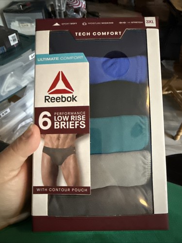 Mens Reebok Low Rise Performance Briefs 6 PACK (Size 3XL) BRAND NEW IN PACKAGE