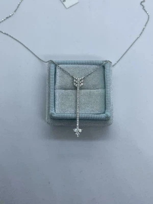 0,50 kt Laborgefertigter Diamant Pfeil Anhänger 18 Zoll kostenlose Kette 14 K Weißgold-Finish - Bild 1 von 4