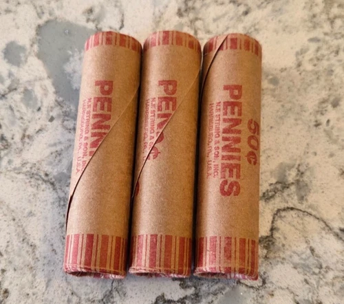 3 Wheat Cent Roll Mixed Dates 1909 1958 Sealed Unsearched Bank Wrapped Lot of 3