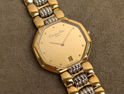 Christian Dior 45.134 Gold Silver Two-Tone Quartz Men's Watch
