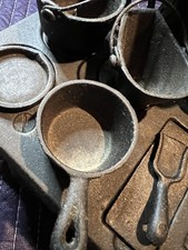 Vintage Crescent Cast Iron Toy Stove Miniature with Accessories Copper Chimney