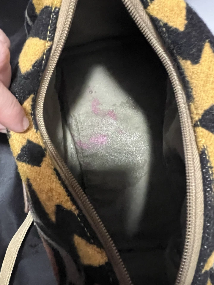 Bolso Bandolera de Lana Pendleton Parche de Cuero Patrón Azteca del Suroeste Foto 3 de 4