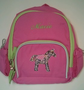 Pottery Barn Kids Preschool Mini Fairfax Pink Horse Backpack Name