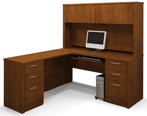 Bestar Emby L Shaped Office Desk With Hutch Tuscany Brown Bestar Emby L Shaped Office Desk
