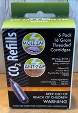 Mole-Zap/Ant Zap Refills 16gram Threaded CO2 Cartridges 6-Pack