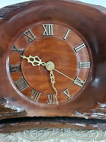 Wonderful Solid Timber Polished & Lacquered Handmade Wood Mantel Clock 'Working' - Picture 11 of 14