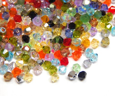 100 Preciosa 3mm Bunte Tschechische Kristall Perlen Bicone Glasperlen X50