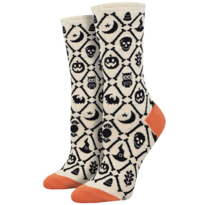Socksmith Women's Crew Socks Halloween Spooky Icons Novelty Footwear