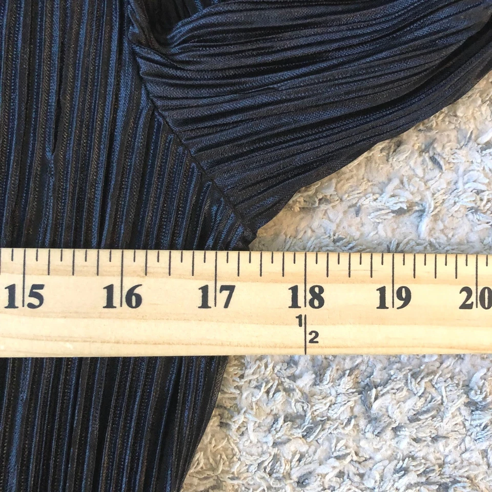 H&M Pleated Top Mock Neck Long Sleeve Blouse Women's Medium Elegant Black - Image 4 of 4