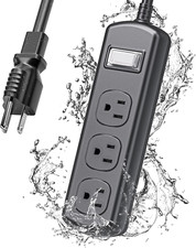 3-in-1 Outdoor Power Strip Weatherproof Surge Protector with 3 Wide Outlets