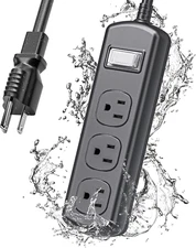 3-in-1 Outdoor Power Strip Weatherproof Surge Protector with 3 Wide Outlets 