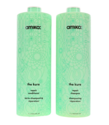 Amika The Kure Bond Repair Shampoo & Conditioner 33.8 oz Set *Sealed*