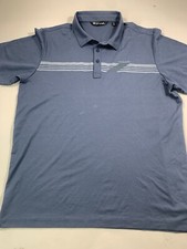 Travis Mathew Shirt Mens XL Blue Striped Short Sleeve Polo Casual Golf