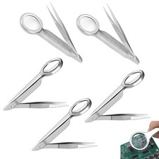 5 Pcs Magnifying Tweezers, Splinter Tweezers Forceps with Magnifying Glass