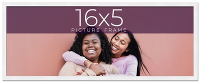 16x5 Frame White Real Wood Picture Frame Width 0.75 inches | Interior Frame Dept