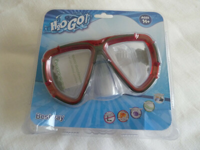 Red BESTWAY H2O GO Age 14+ Swim Goggles UV Polycarbonite Glasses/Mask Latex Free
