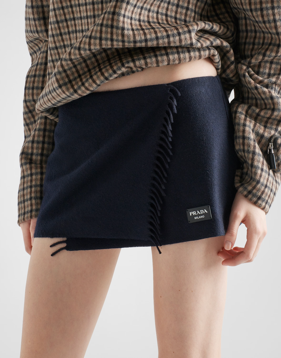 Prada Cashmere Wrap Mini Skirt Scarf Style Navy | eBay