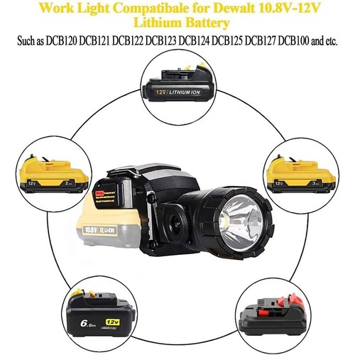 For Dewalt XR DCB DCD 12V Li-Ion Battery LED Work Light Handheld Flashlight - Picture 3 of 13
