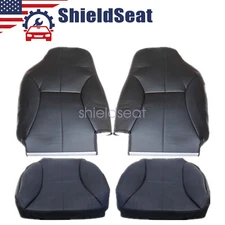 For 98-02 Dodge Ram 1500 2500 3500 Both Side Bottom Top Leather Seat Cover Black