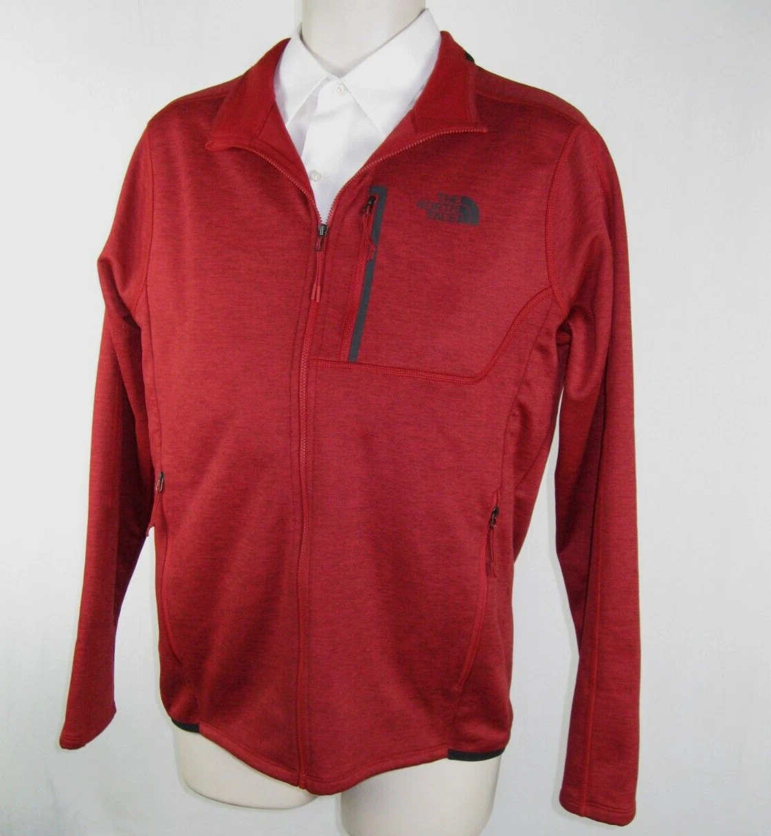 The North Face Men's Med. Red/Burgundy Fleece Full Zip Hiking/Casual Jacket.