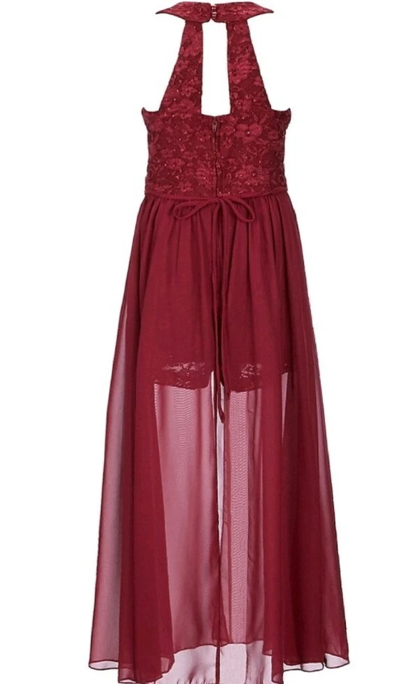 Maxi Vestido Fantasioso Sin Volantes Niña Grande Joya Cintura Caminar-Thru-Talla-14 Foto 3 de 4