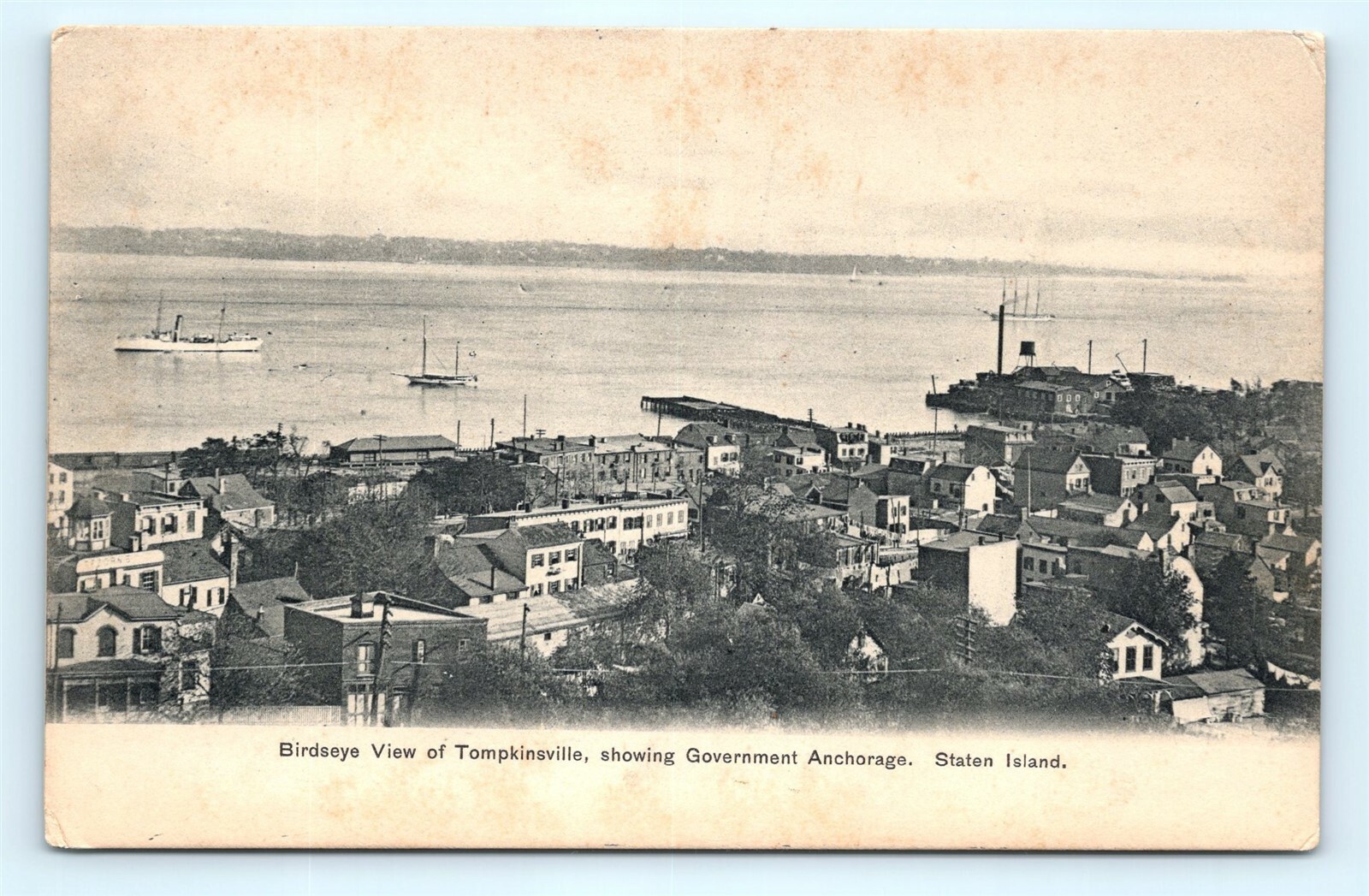 Postcard NY Tompkinsville Staten Island Birdseye View Government Anchorage R70 eBay