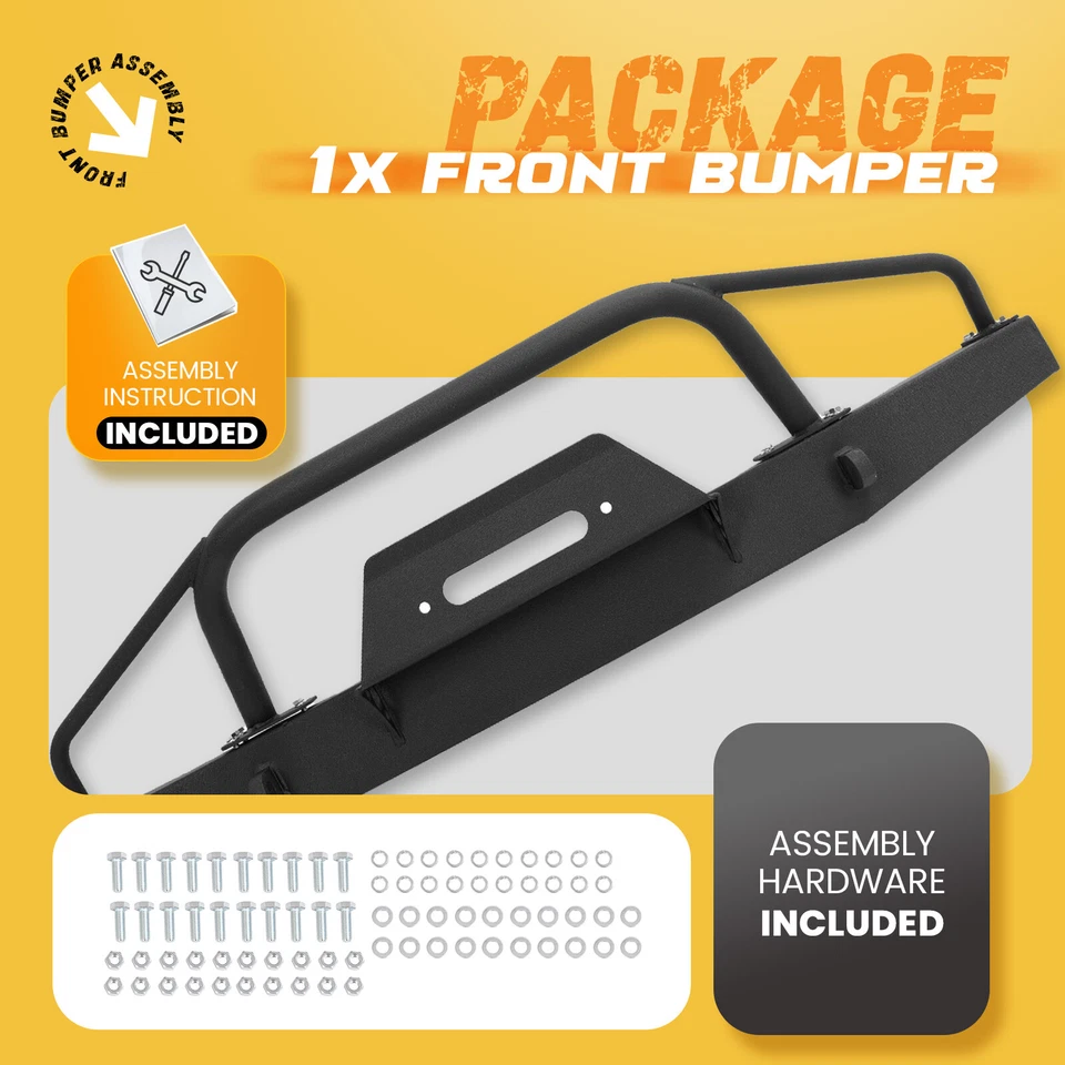 Steel Front Bumper Assembly With Bull Bar For Ford Ranger 83-92 &Bronco II 84-90 Foto 3 de 4