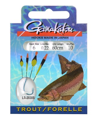 Gamakatsu LS-2030 Trout Forelle Float Posen Vorfächer 60cm Gr 4-12 Vorfach
