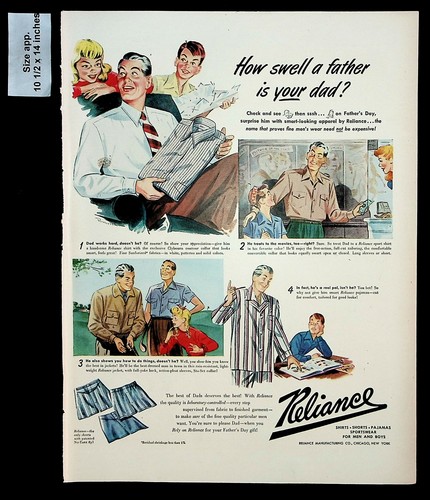 1947 Reliance Shirts Shorts Clothing Men Boys Fashion Vintage Print Ad 30258
