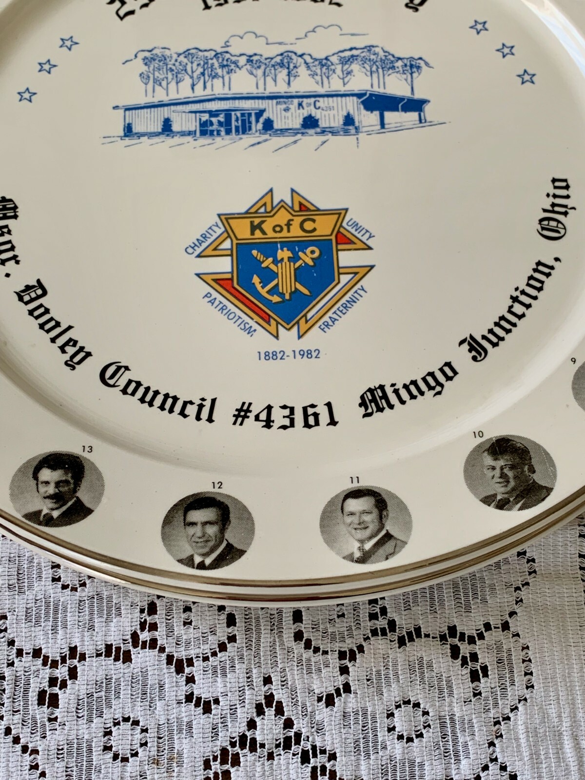Vintage Pair KNIGHTS OF COLUMBUS 25th Anniv. Plates 1982 Mingo