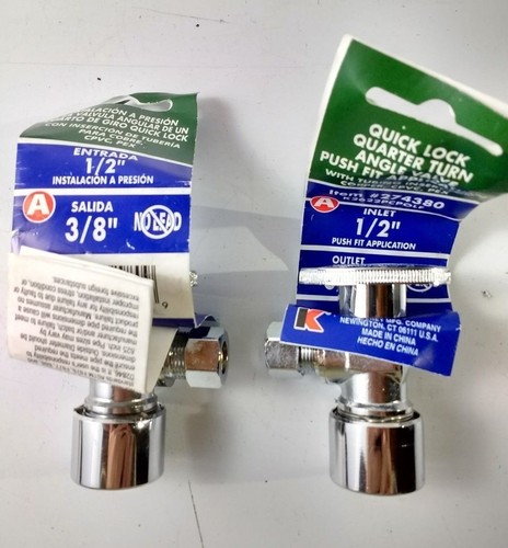 2-Pack Keeney Brass 1/2" Compression x 3/8" Compression Quarter Angle Valve - Picture 2 of 2