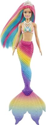 Barbie Dreamtopia Rainbow Magic Meerjungfrau Puppe mit Regenbogenhaar und Wasseraktivat